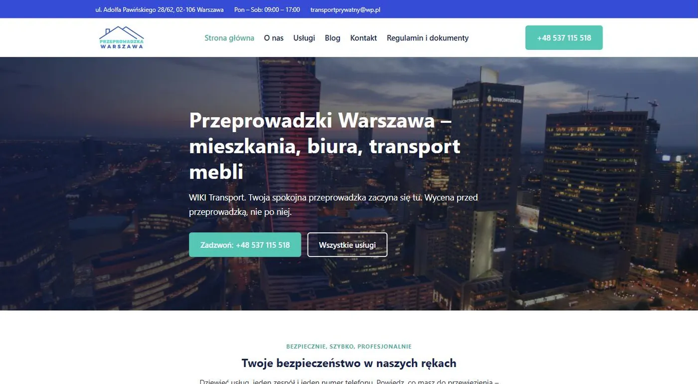 Screenshot of the site: WIKI Transport
