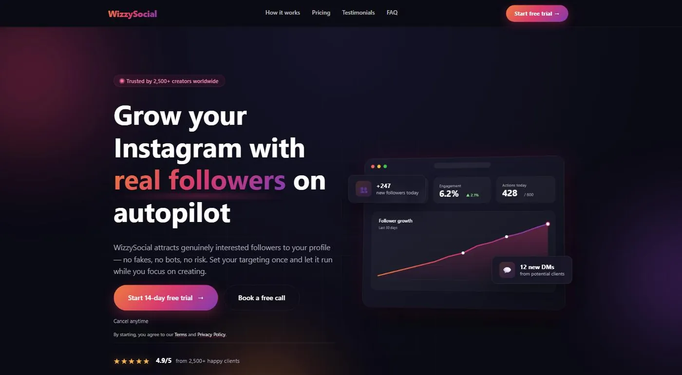 Screenshot of the site: WizzySocial